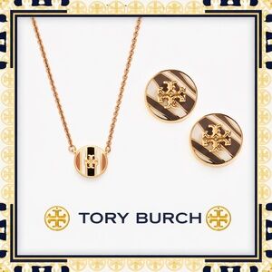 Tory Burch Kira Enamel Striped Pendant Necklace NWT MSRP: $109.00